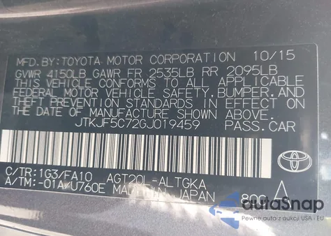 2016 Scion Tc from USA, damaged, VIN JTKJF5C72GJ019459